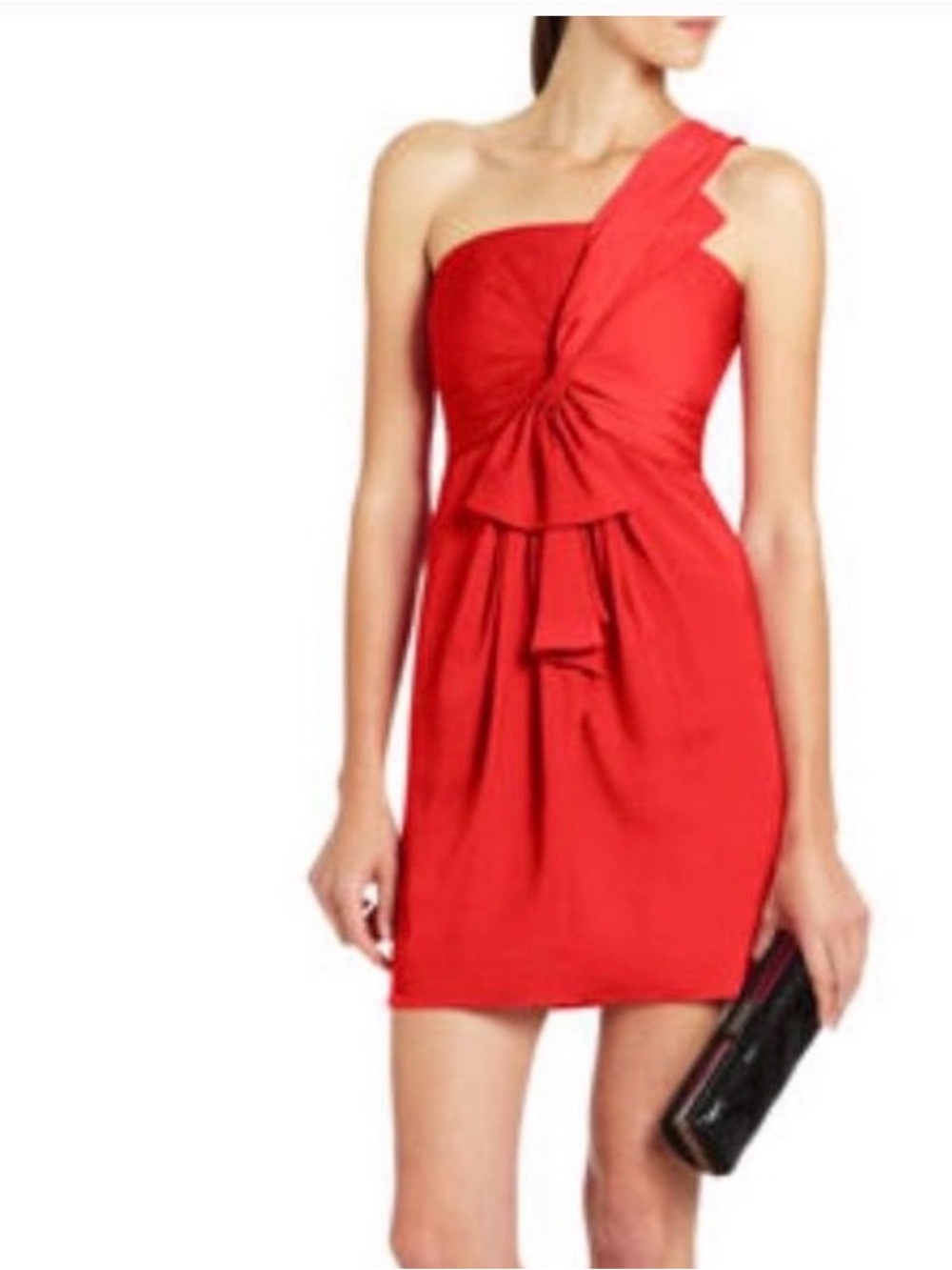 BCBGMAXAZRIA Palais Toga Jewel Red Cocktail Date Night Dress Size One Shoulder 6